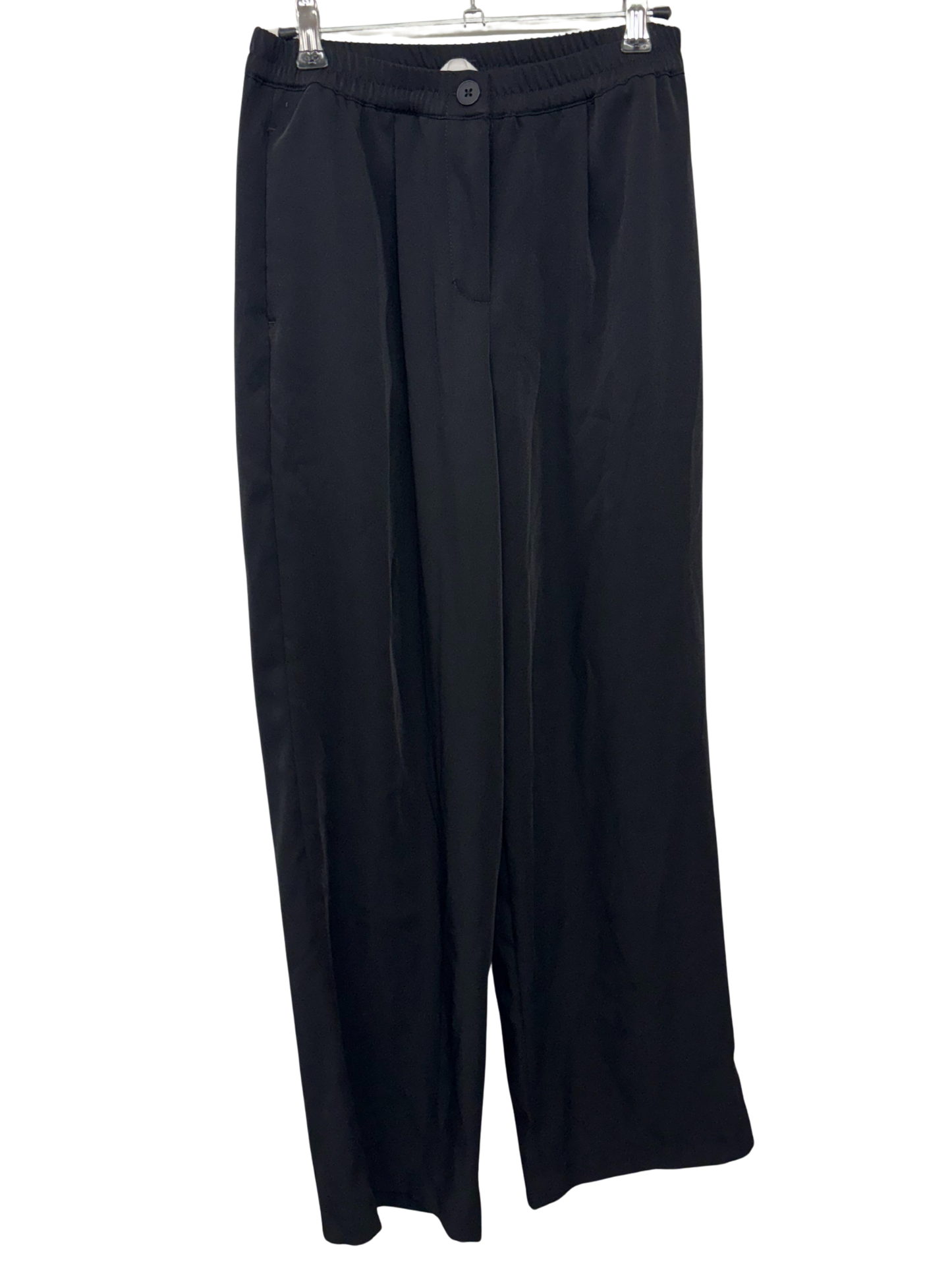 Black Straight Leg Elastic Waist Pants