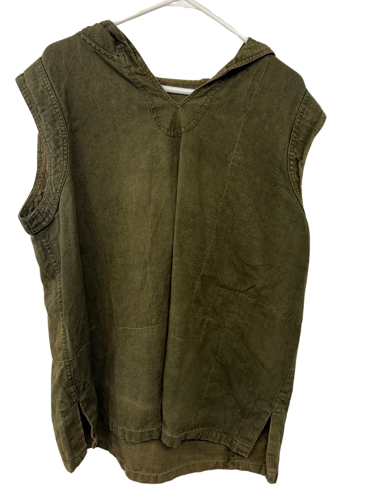 Green Sleeveless Shirt with Hood
