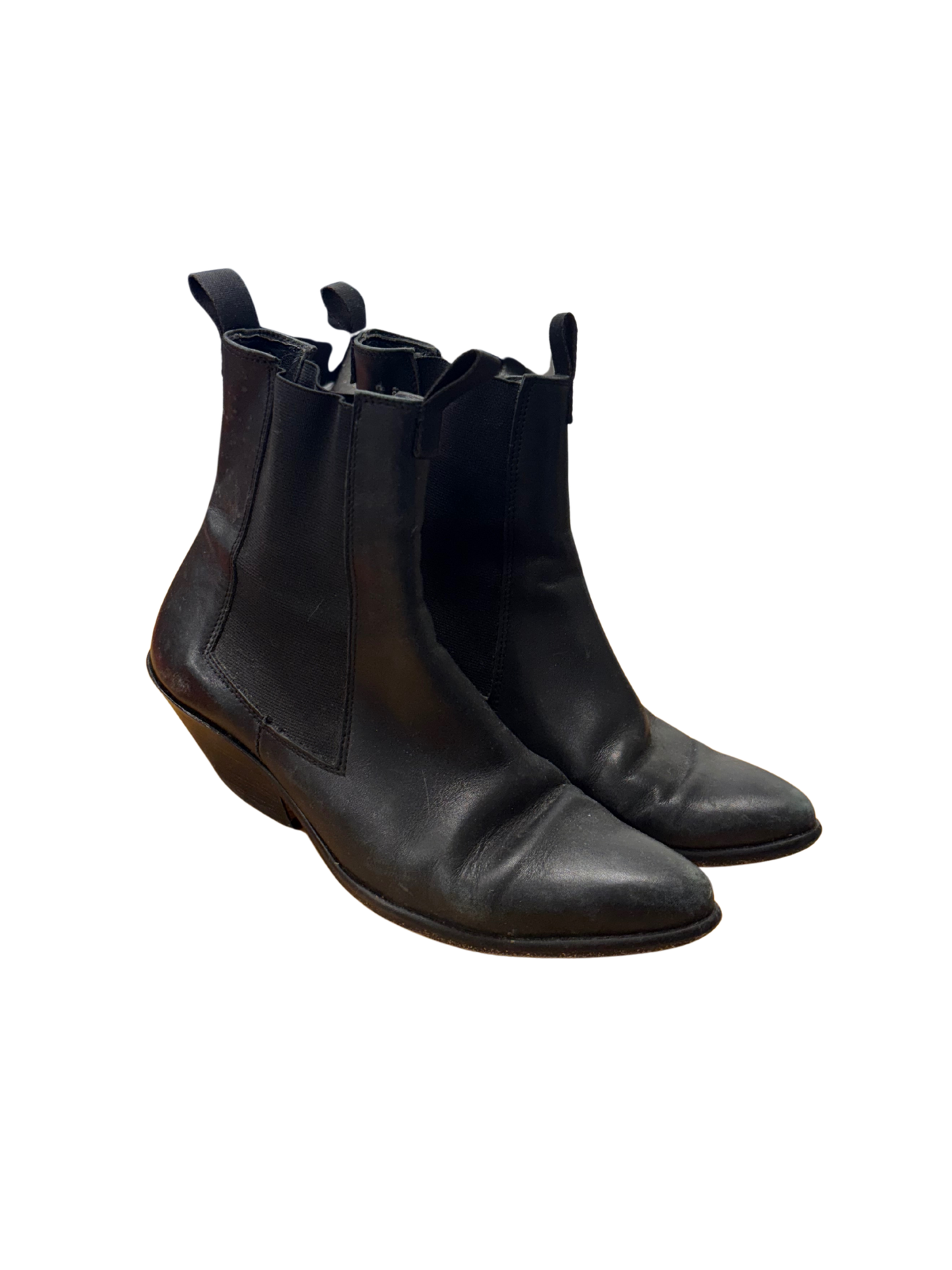 Black Low Heel Pointy Toe Boot