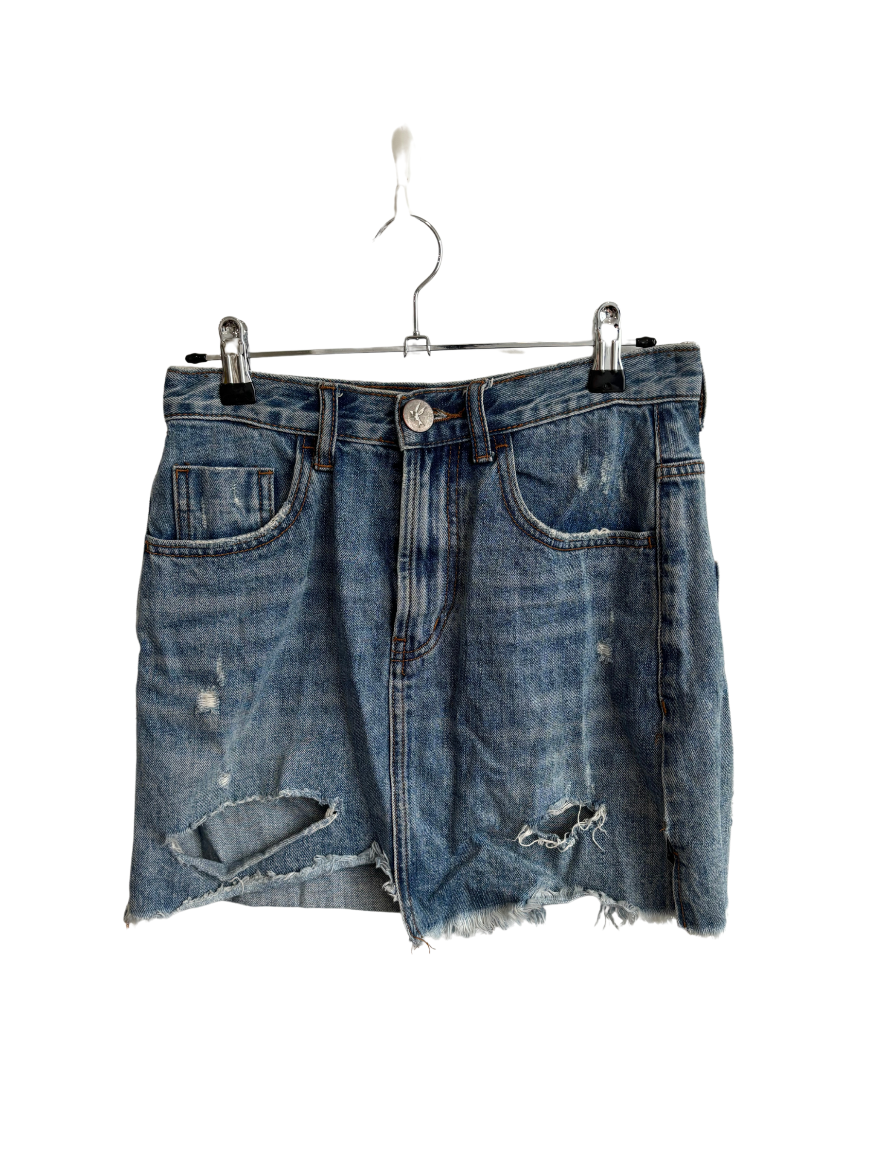 Blue jean sales skirt with rips