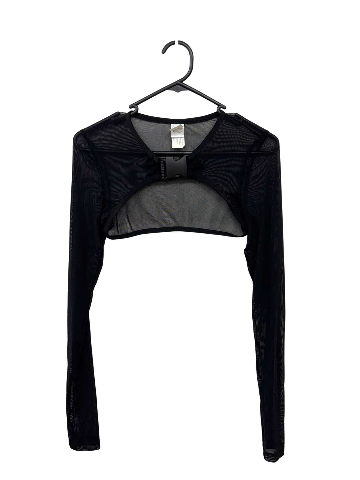 Black Mesh Long Sleeve Bolero with Front Buckle