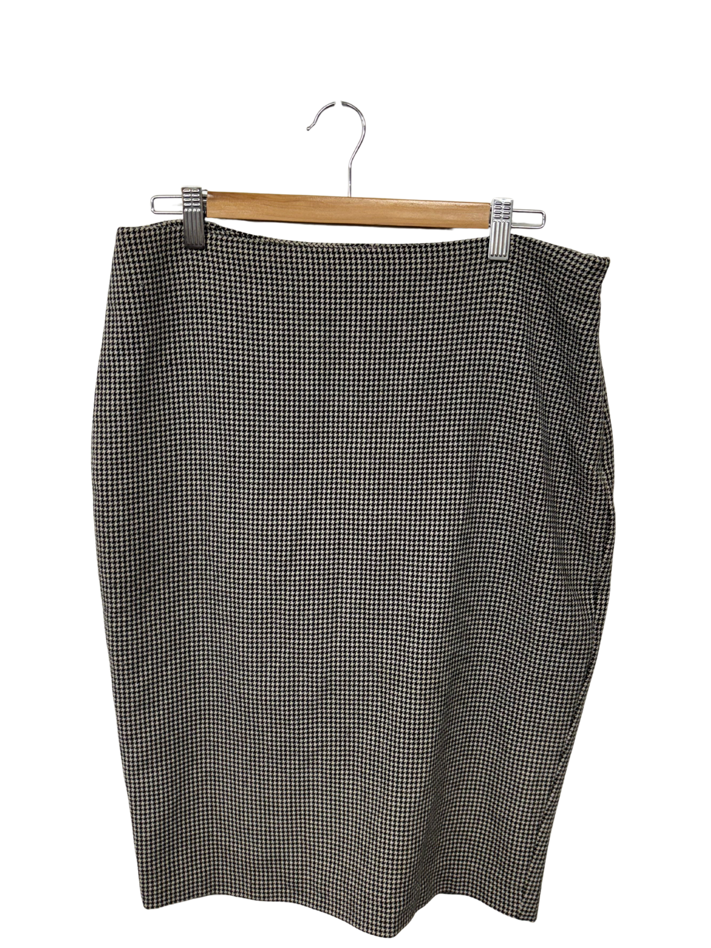 Black & White Houndstooth Pencil Knee Length Skirt