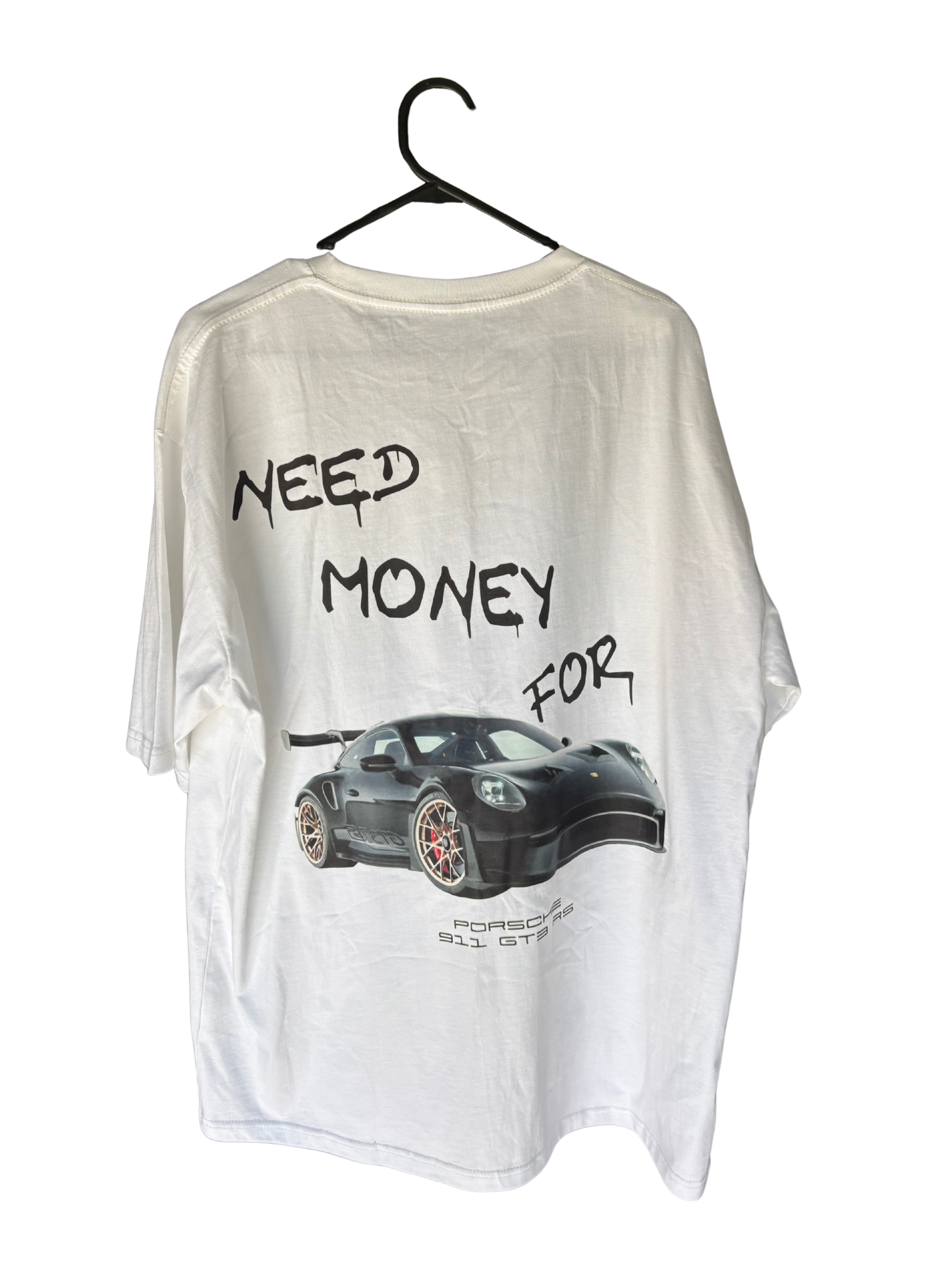 White T Shirt with Back 'Porsche' Logo