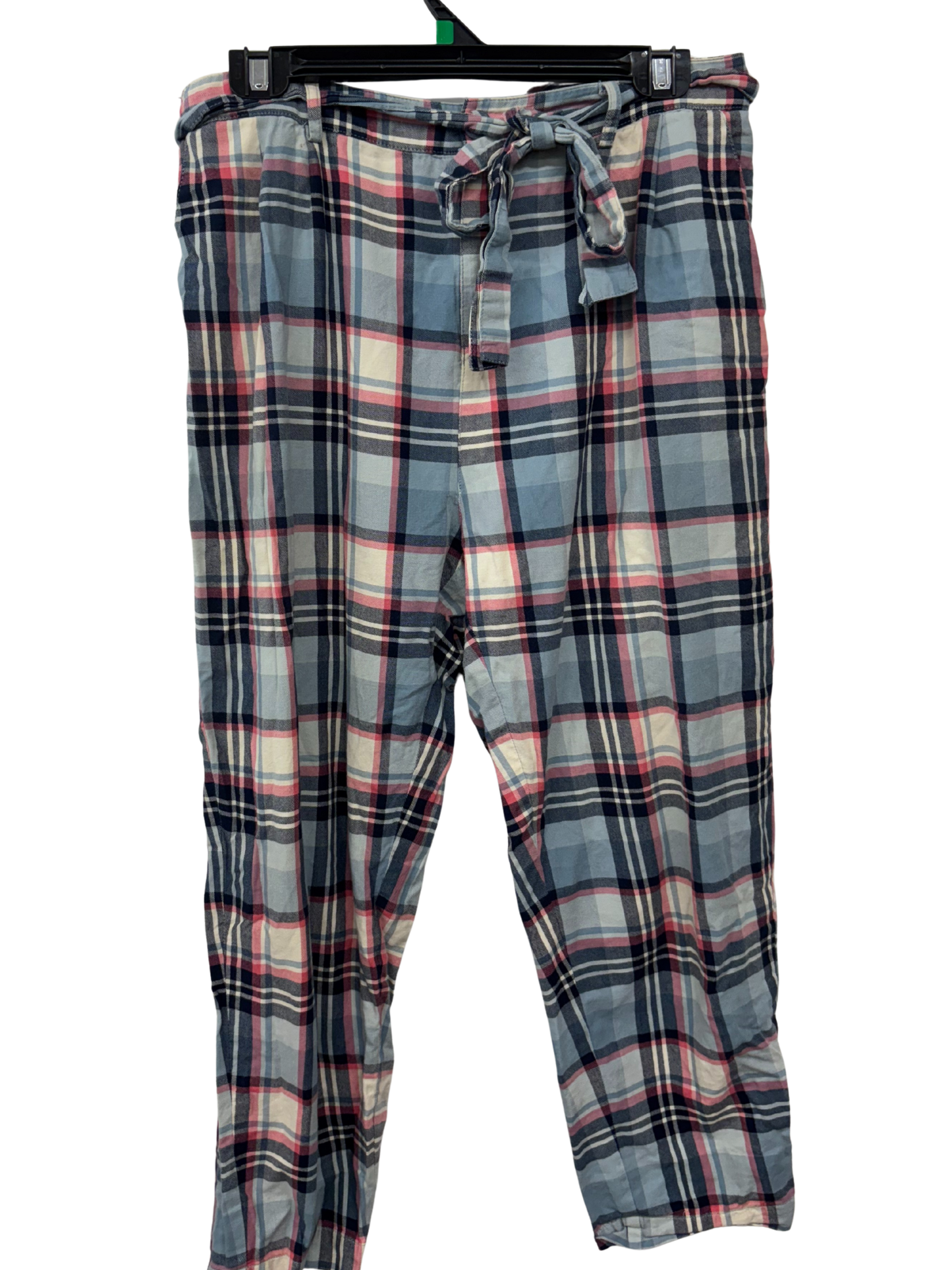 Blue. Pink & White Checkered High Waisted Tapered Pants