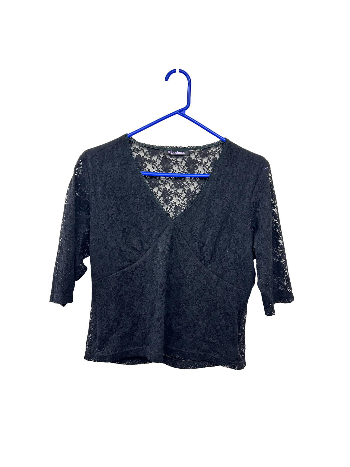 00s Black Lace 3/4 Sleeve Top