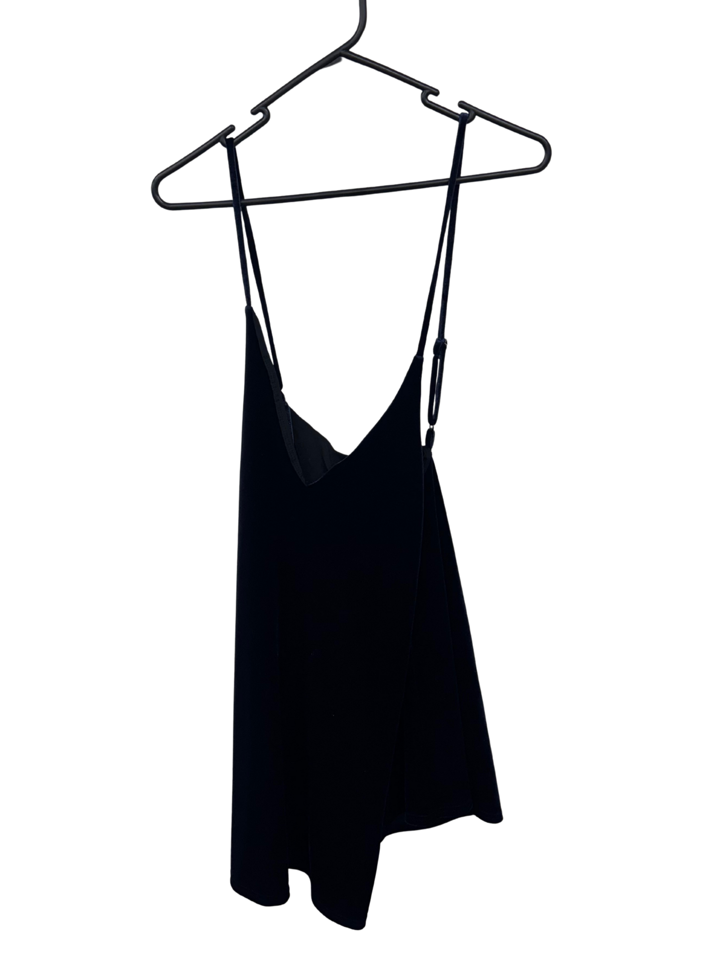 Dark Blue Velvet Crossback Short Strappy Dress