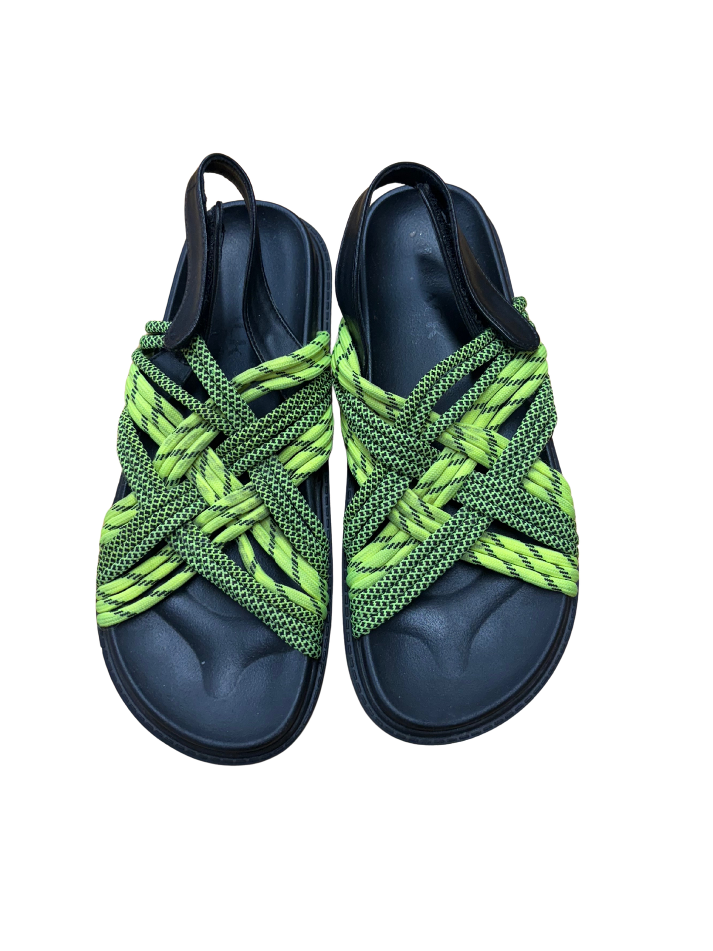 Black Sandals with Fluoro Yellow Rope Straps