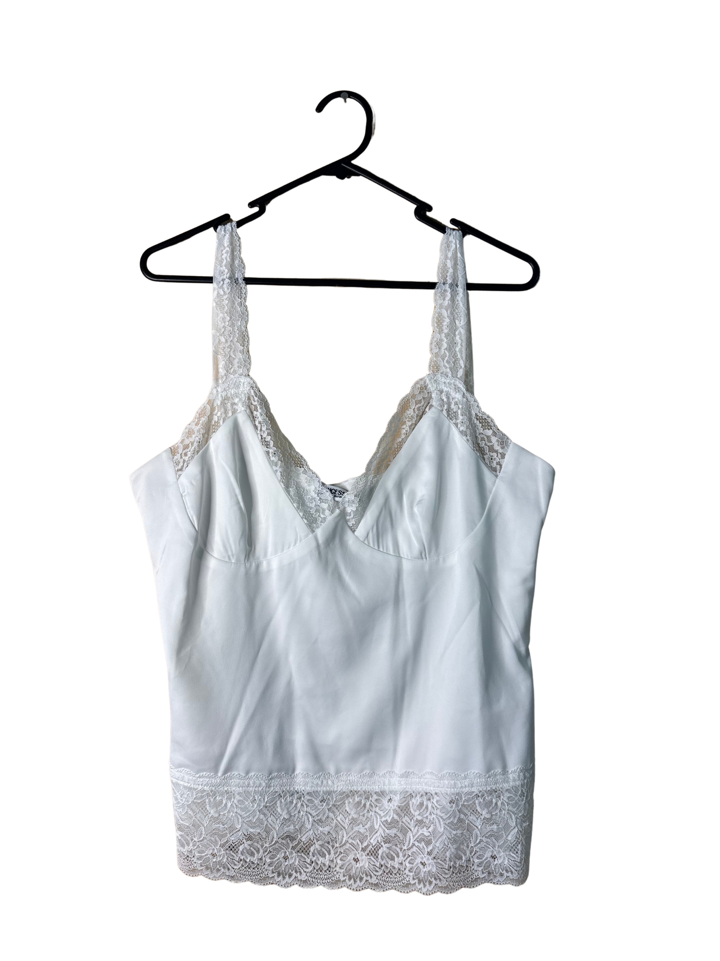 White Strappy Slip Top with Lace