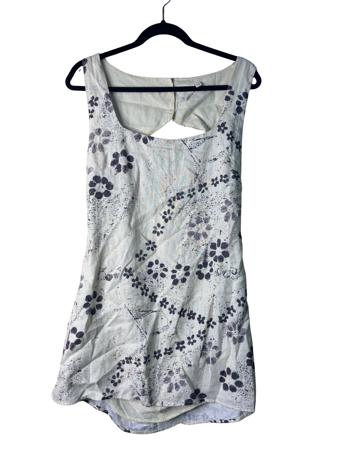Light Yellow & Black Pattern Sleeveless Cutout Back Dress