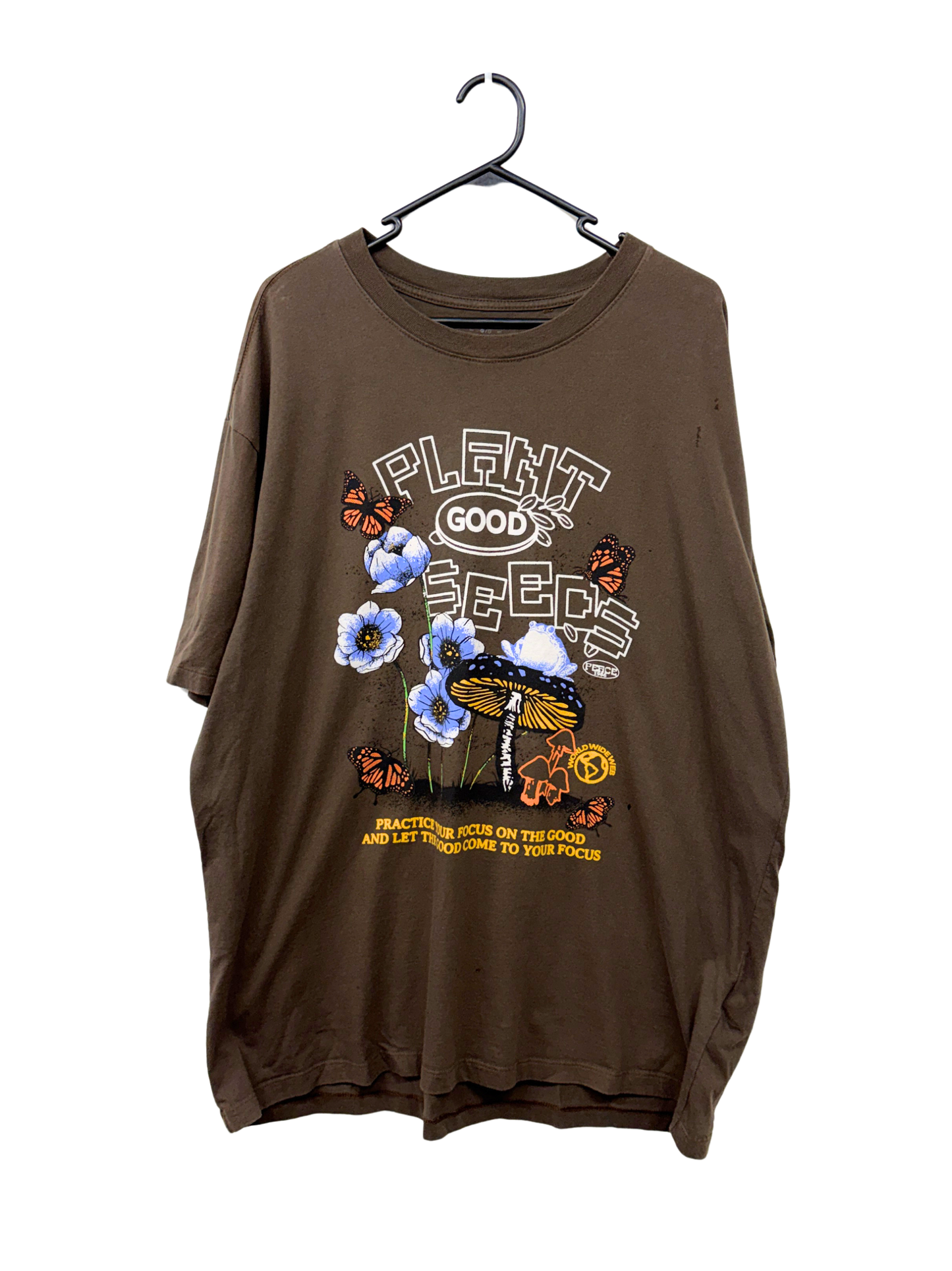 Brown T-Shirt with Multicolour Nature' Style Front Graphic