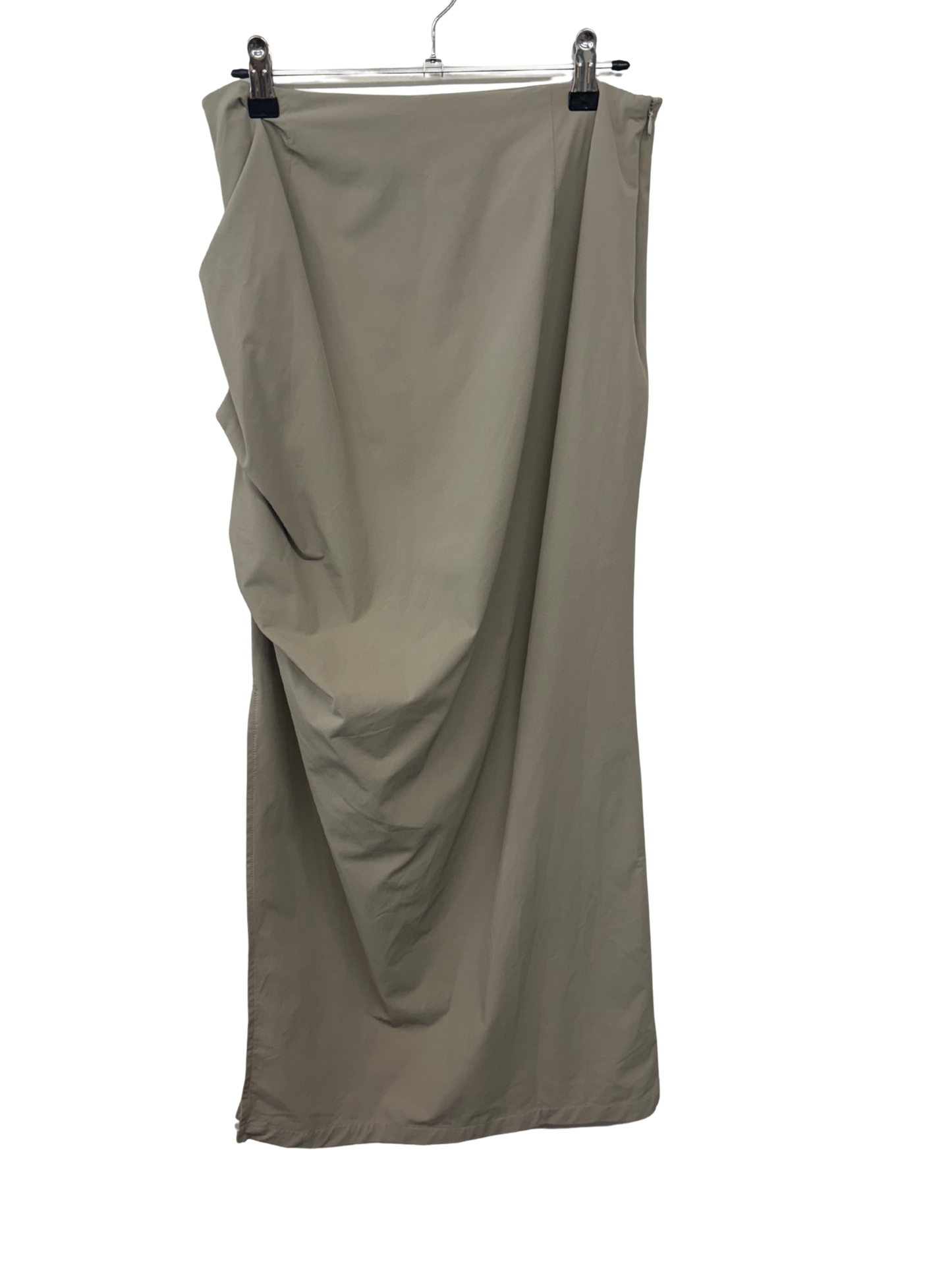 Taupe Midi Ruched Skirt with Split
