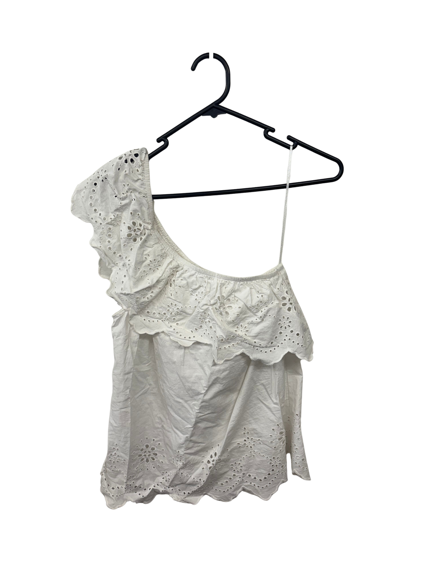 White One Shoulder Broderie Anglaise Top