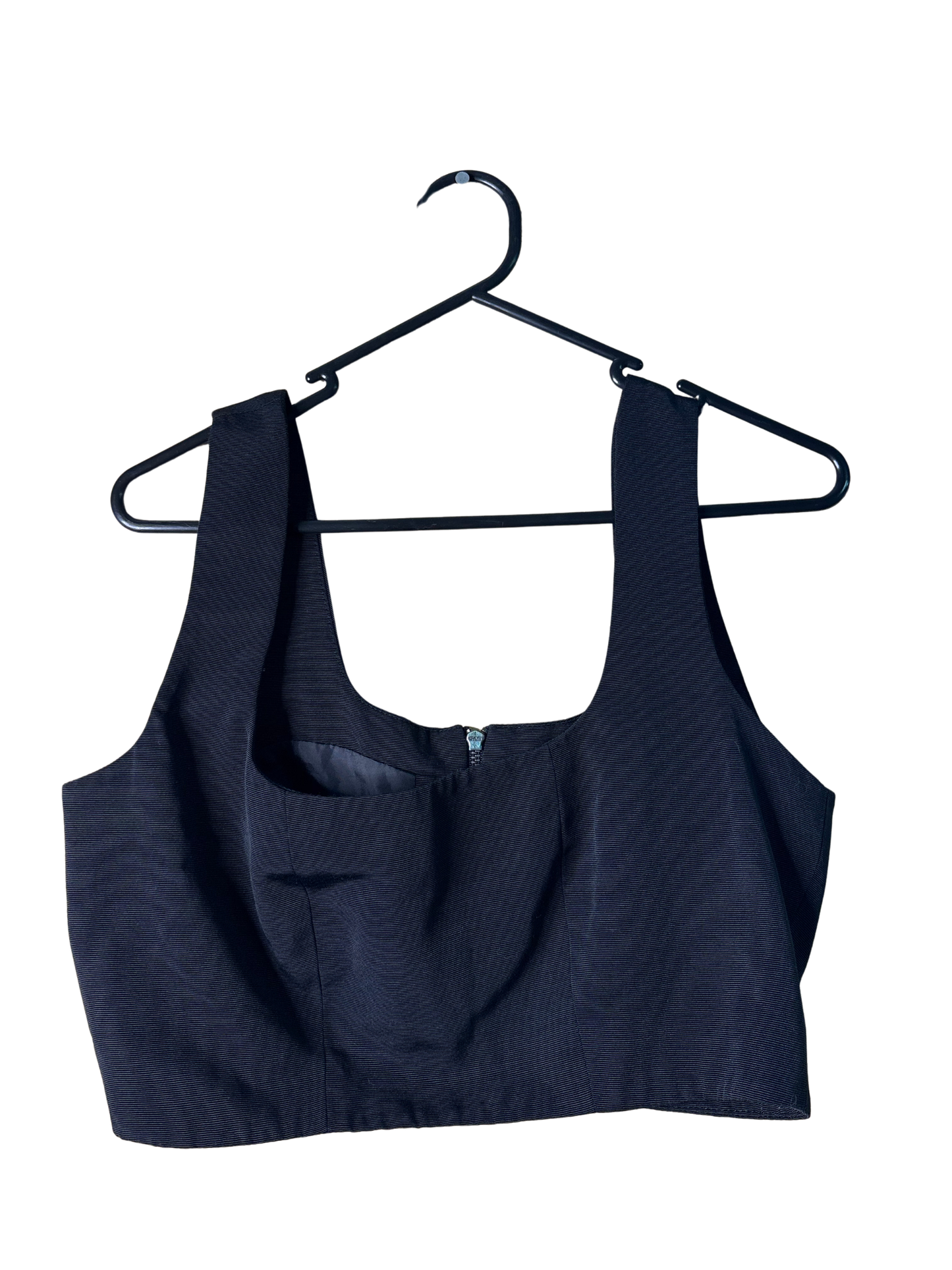 Black Square Neckline Sleeveless Crop Top