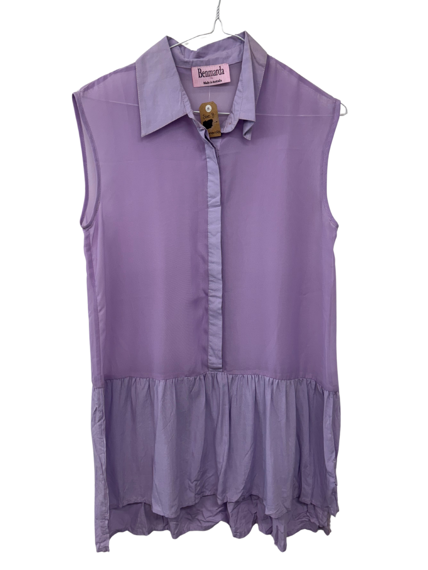 Lilac Sleeveless Long Top/Dress with Ruffles Hem