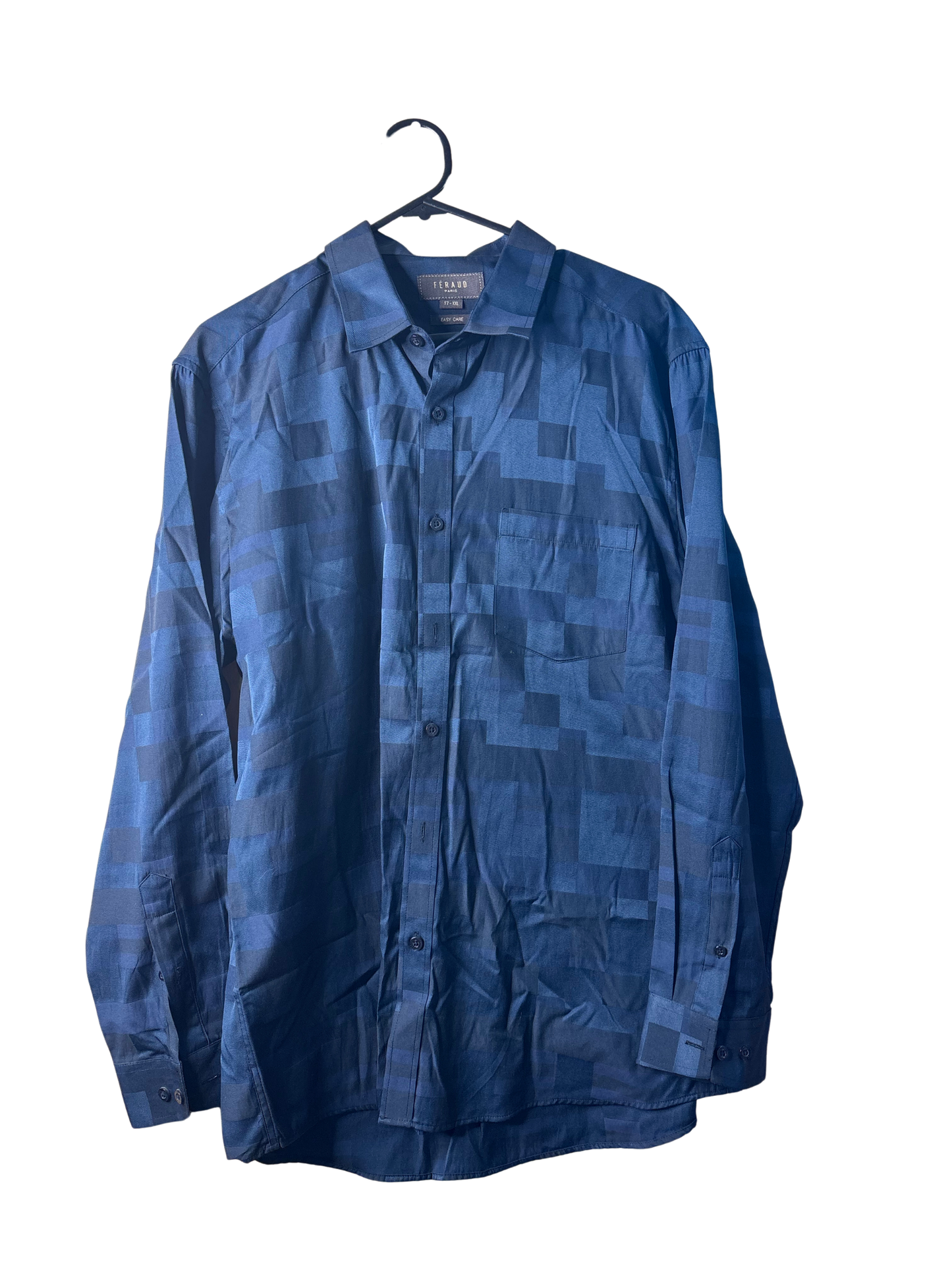 Dark Blue & Black Pattern Long Sleeve Button Up Shirt