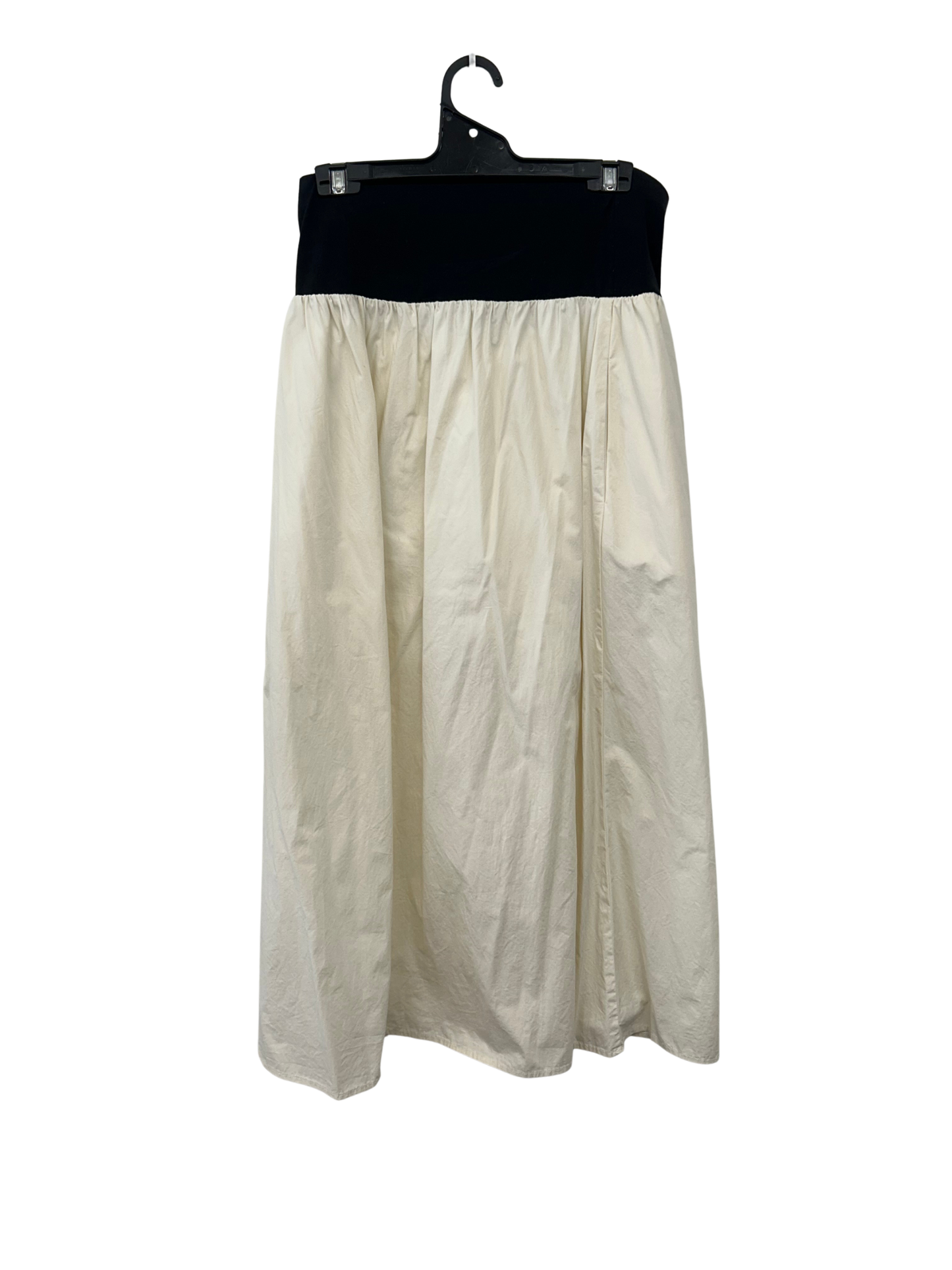 Cream Maxi Skirt with Black Waist Band