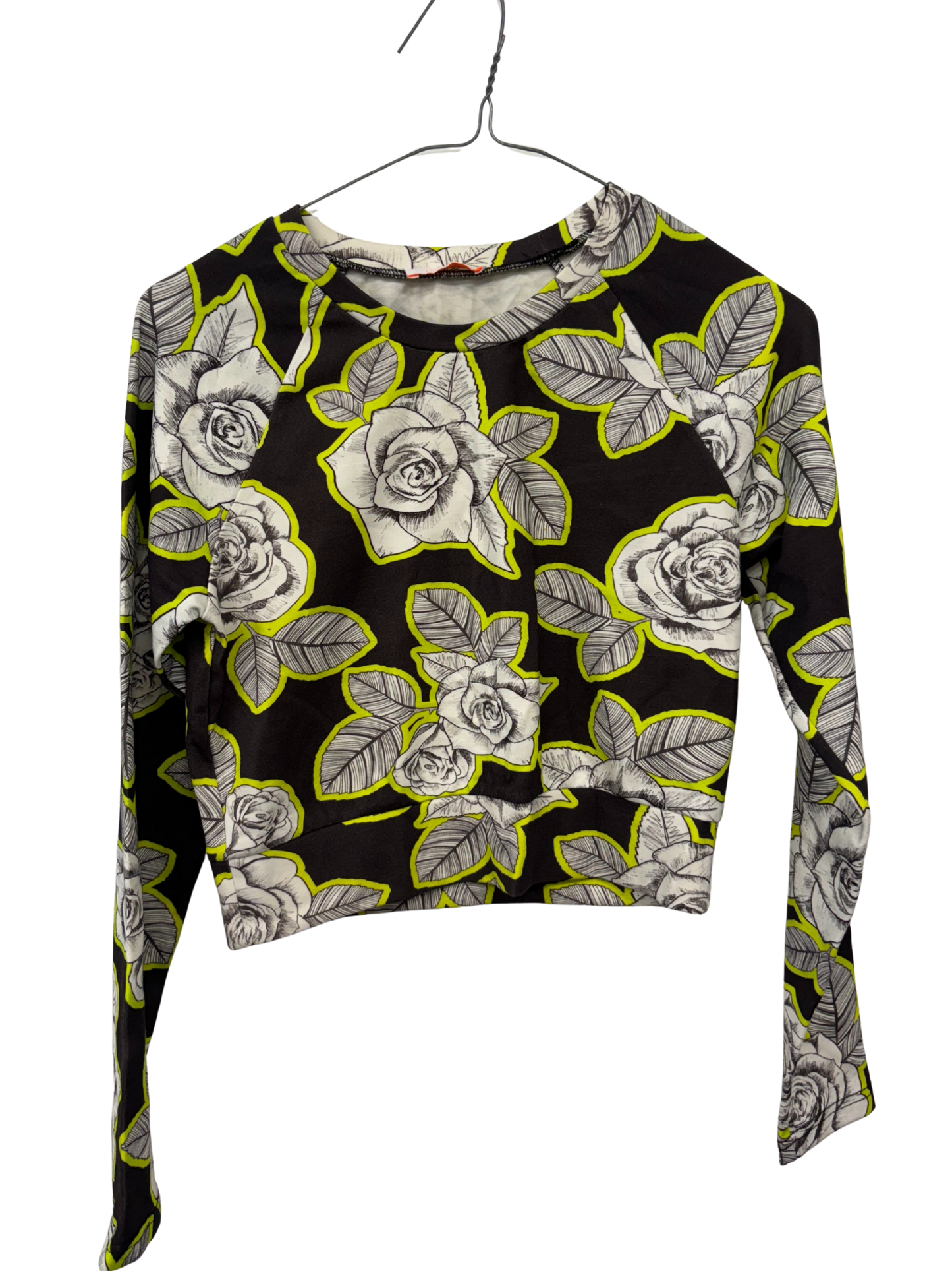 Brown, White & Yellow Floral Print Long Sleeve Top