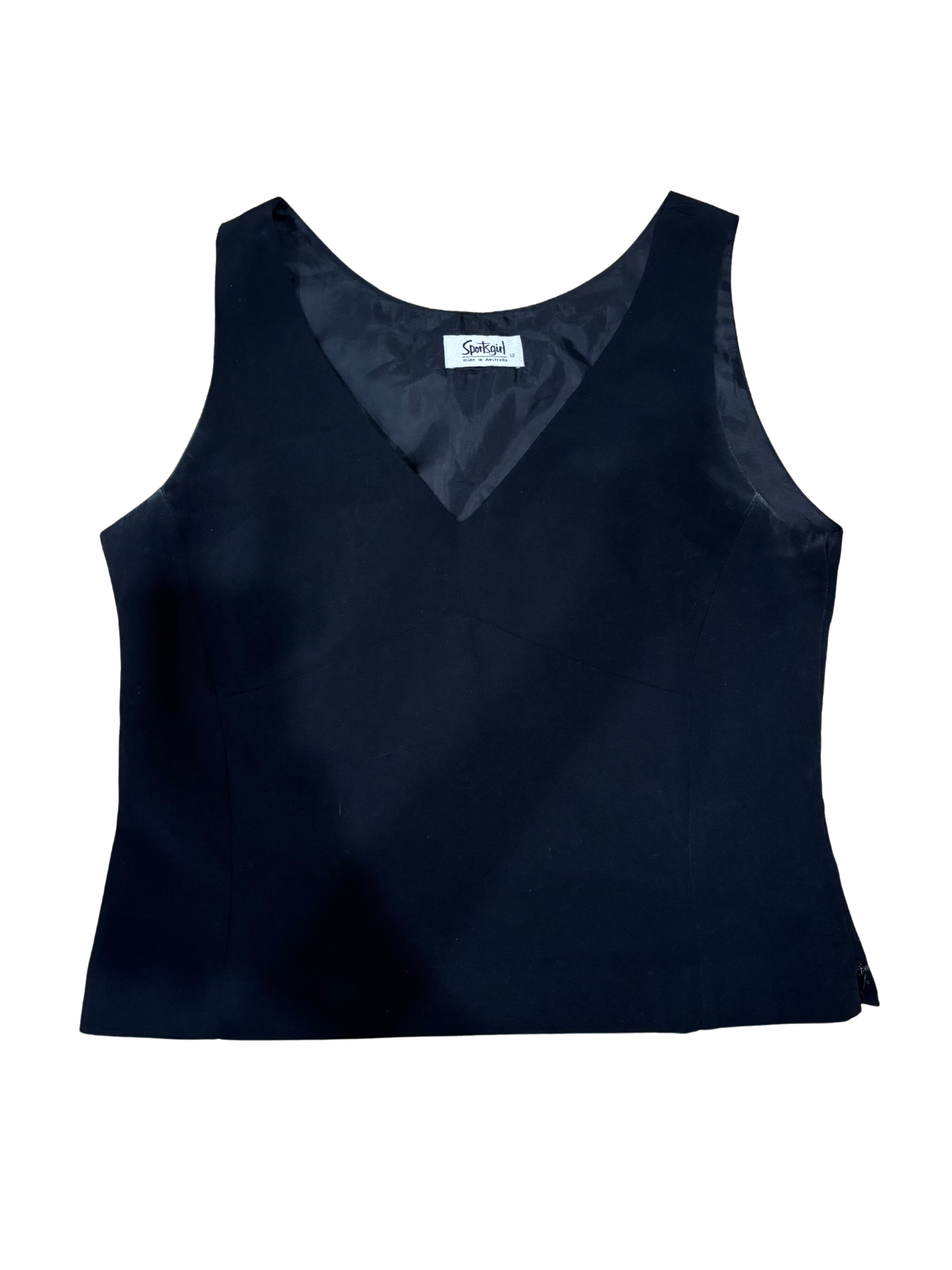 Vintage Black Sleeveless Fitted Top