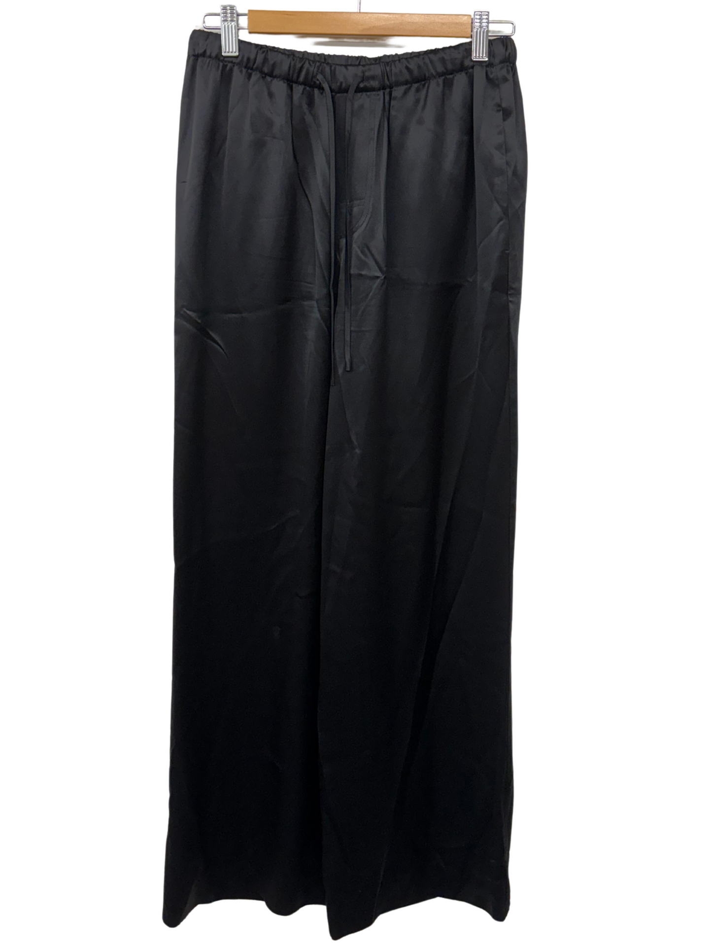 Black Highwaisted Wide Leg Satin Finish Pants