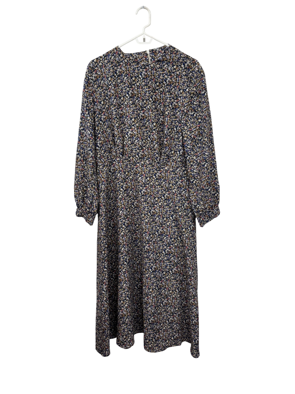 Blue, Pink & Beige Floral Long Sleeve Maxi Dress