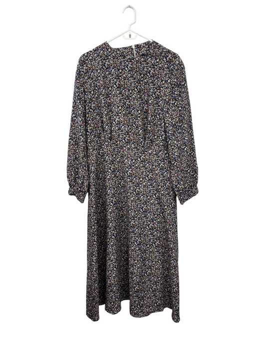 Blue, Pink & Beige Floral Long Sleeve Maxi Dress