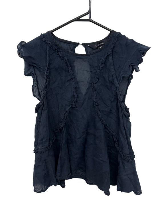 Dark Blue Capped Sleeve Top