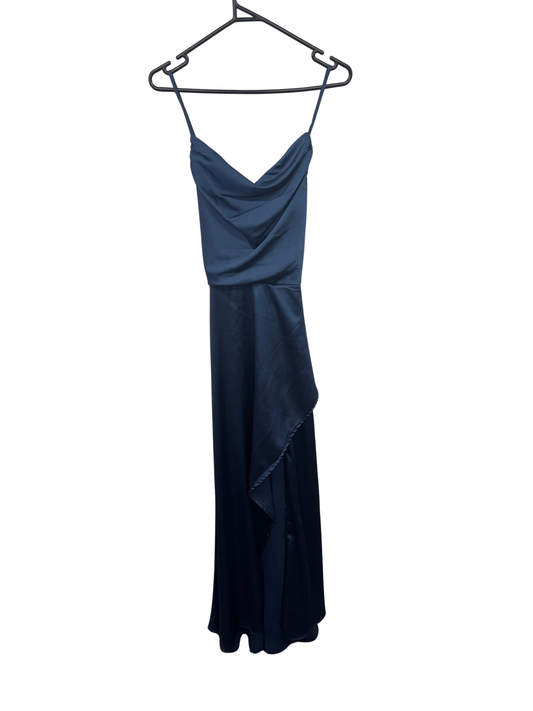 Blue Strappy High-Low Long Formal Dress