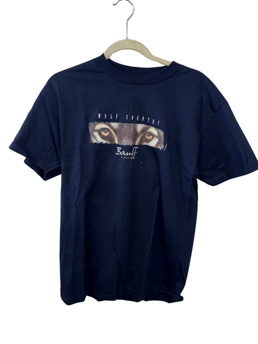 Dark Blue Short Sleeve T Shirt with Wolf Canada Logo