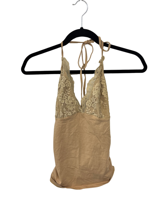 Tan Halter Lace Top