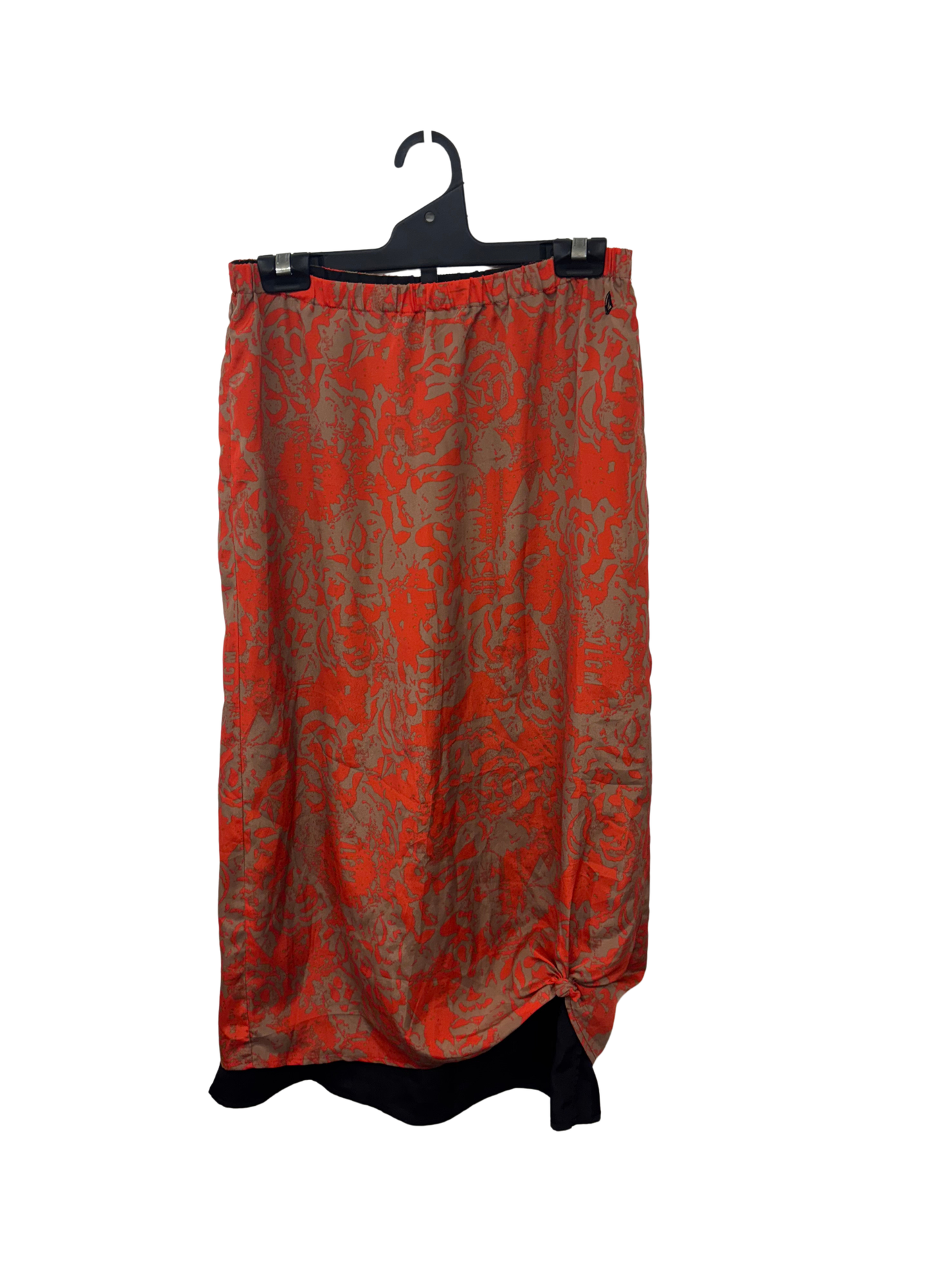 Orange & Beige Pattern Midi Skirt