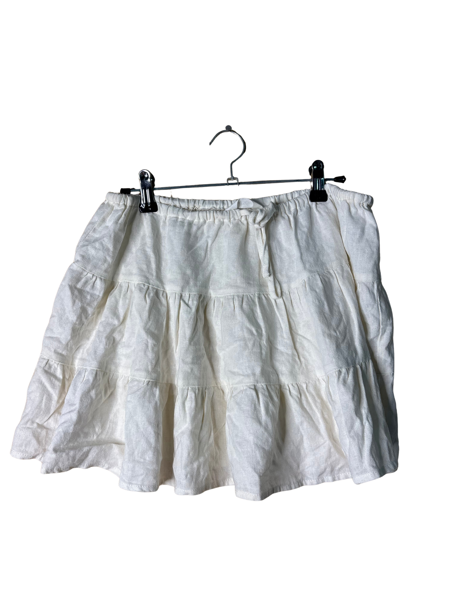 White Tiered Short Drawstring Skirt