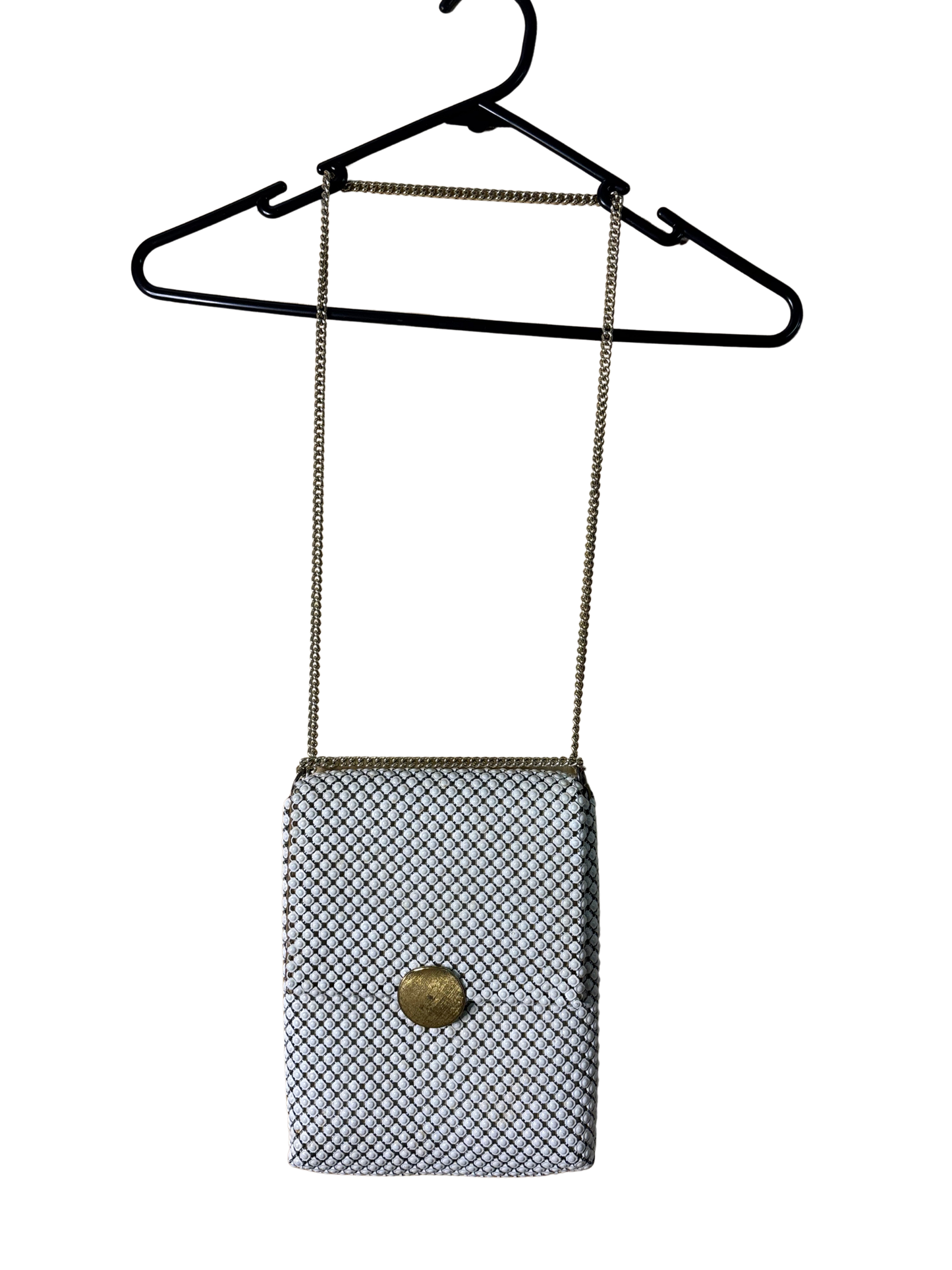 Vintage Cream Glomesh Bag with Gold Chain