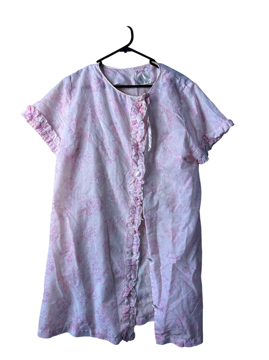 Vintage Pink Floral Short Sleeve Peignoir Jacket