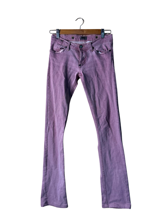 00s Pink Acid Wash Low Rise Fitted Jeans