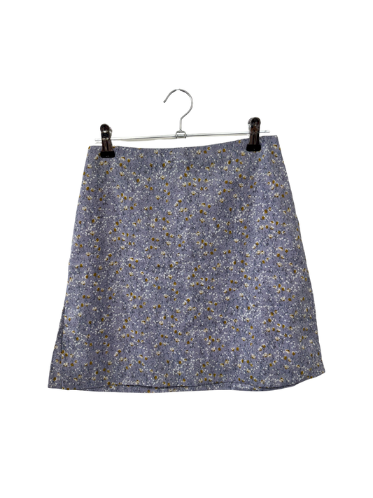 Purple & Yellow Floral Print High Waisted Short Skirt