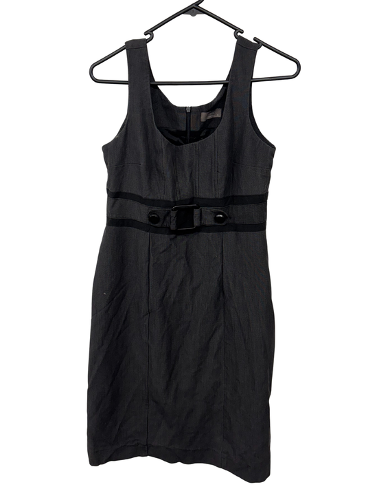 00s Dark Grey Strappy Knee Length Dress with Buckle Detail