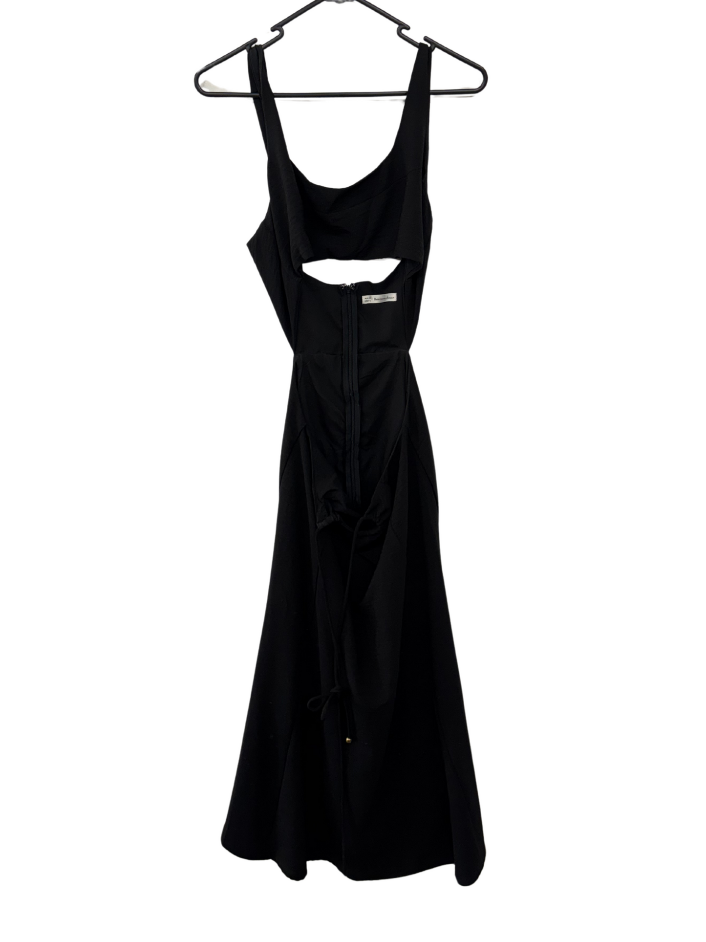 Black Sleeveless Cutout Midi Tie Up Dress