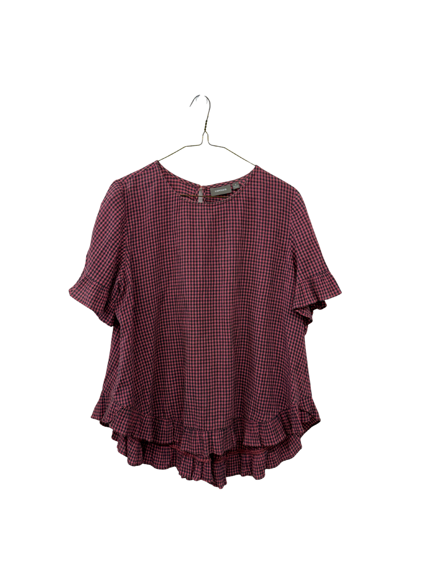 Pink & Grey Oversized Gingham Blouse