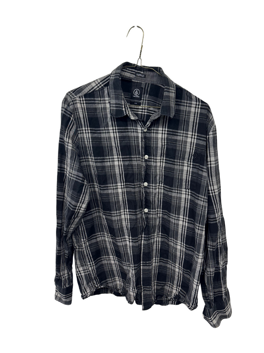 Black & Grey Long Sleeve Tartan Shirt
