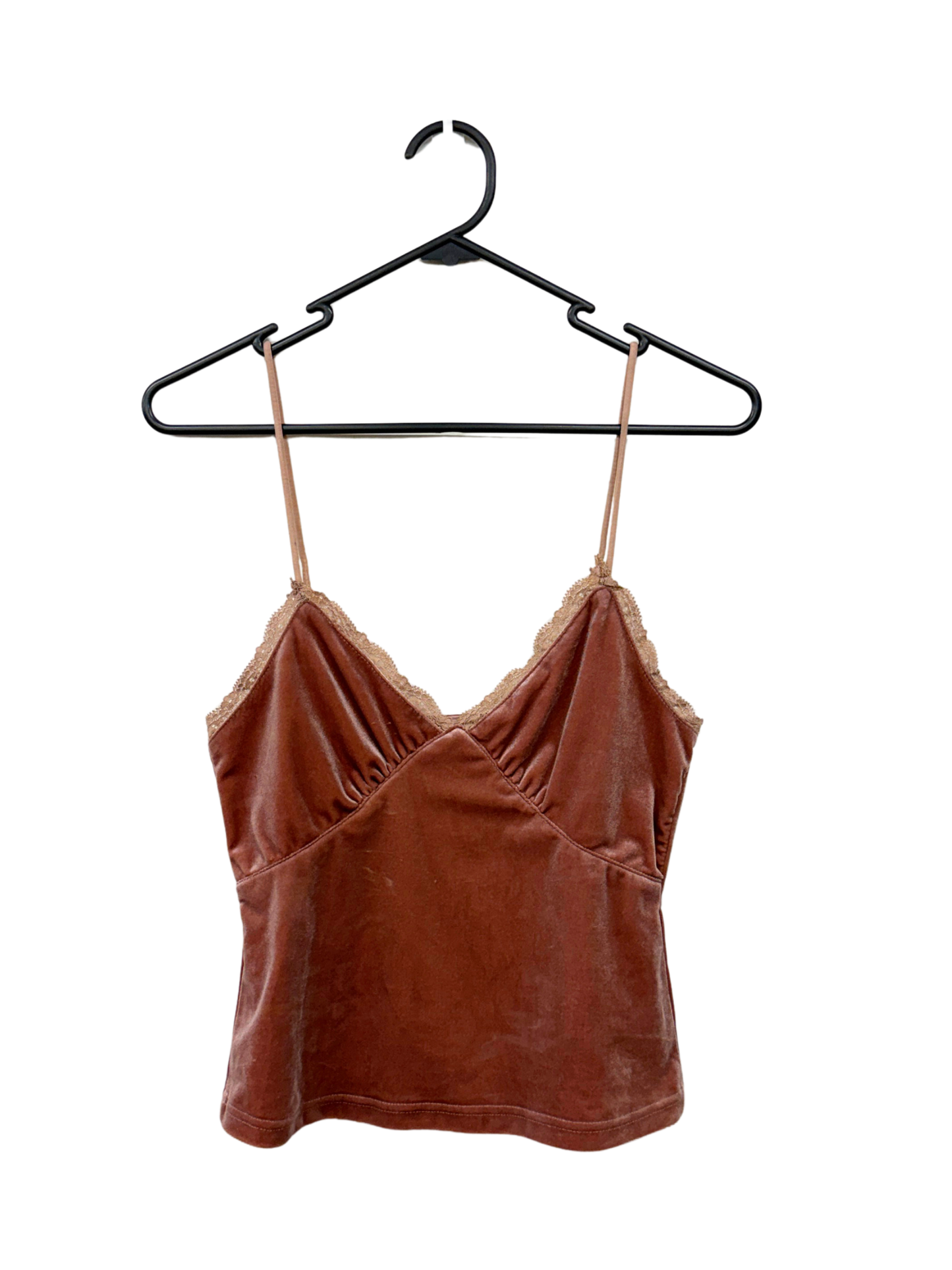 Dusty Pink Velvet & Lace Strappy Crop Top