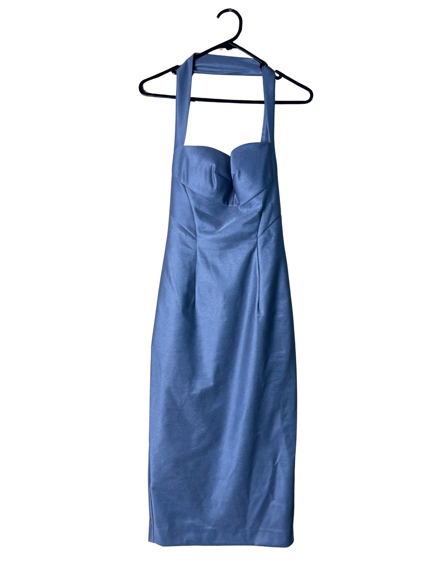 Light Blue Fitted Midi Dress