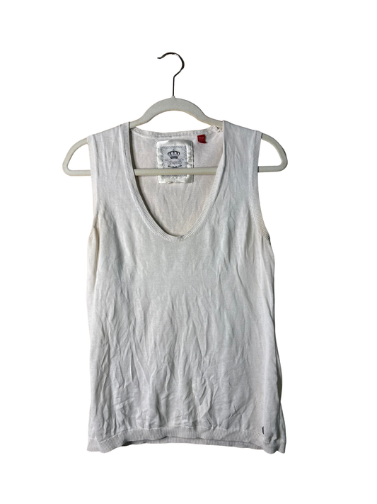 00s Cream Sleeveless Knit Singlet Top