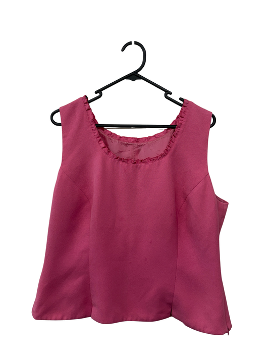 Vintage Pink Vest Top with Ruffled Collar