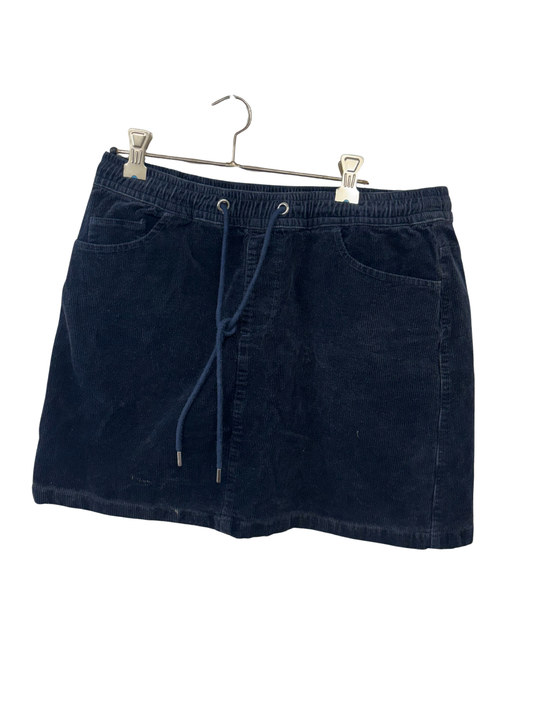Dark Blue Corduroy Drawstring Skirt