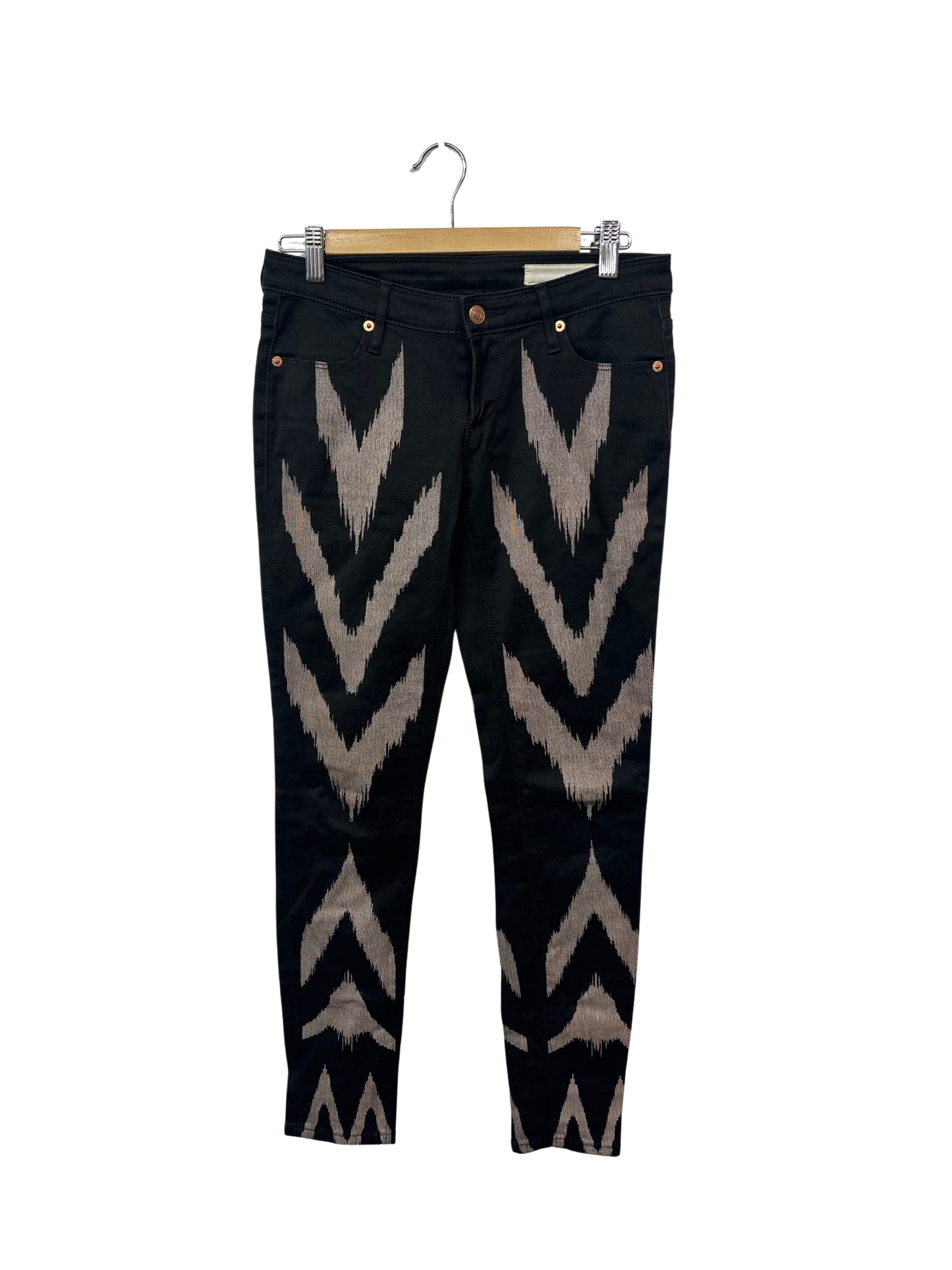 00s Black & Beige Print Skinny Jeans