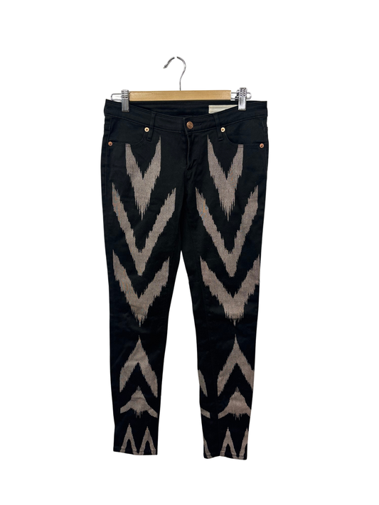 00s Black & Beige Print Skinny Jeans