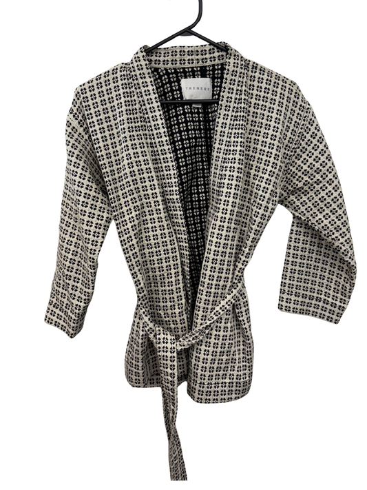 Black & White Patterned Jacket with Belt
