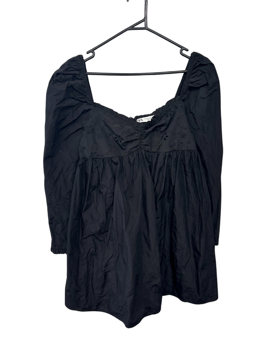 Black Long Sleeve Puffy Dress