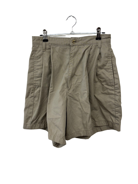 Beige Highwaisted Pleated Shorts