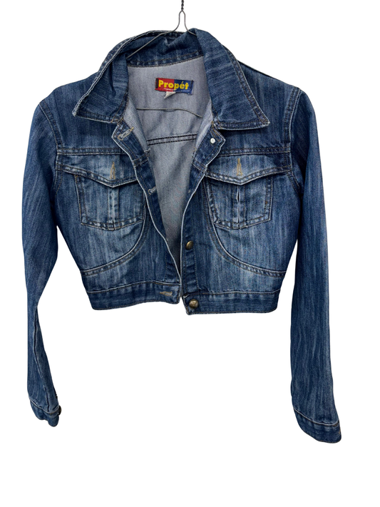 Blue Cropped Denim Jacket